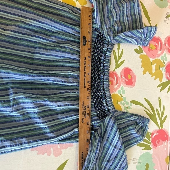 NWOT Faherty PRESLEY STRIPE PUFF SLEEVE SEERSUCKER TOP IN BLUE COAST STRIPE XS - Picture 5 of 9